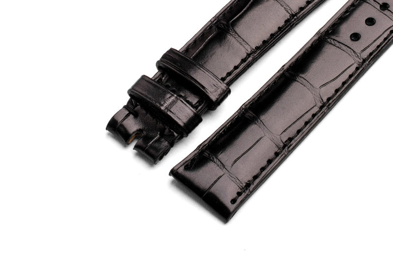 Negozio di orologi monocromatici | Cinturino in alligatore - Nero